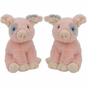 Knuffels Nature Planet Multipak van 2x stuks pluche dieren knuffels Varkens/biggetjes van 18 cm Knuffeldieren speelgoed