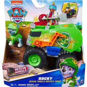 PAW Patrol Reddingswagens Vuilniswagen met Rocky speelfiguur Speelgoedauto Speelgoed vrachtwagens